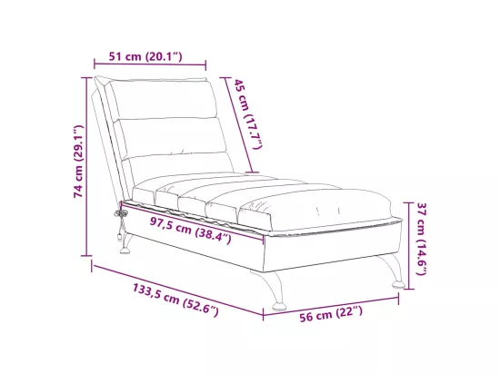Chaise longue de massage avec coussins marron tissu