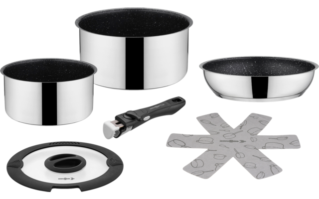 Brunner Academy Mini Kochset mit Pfanne und Töpfen 5-teilig mit Transporttasche