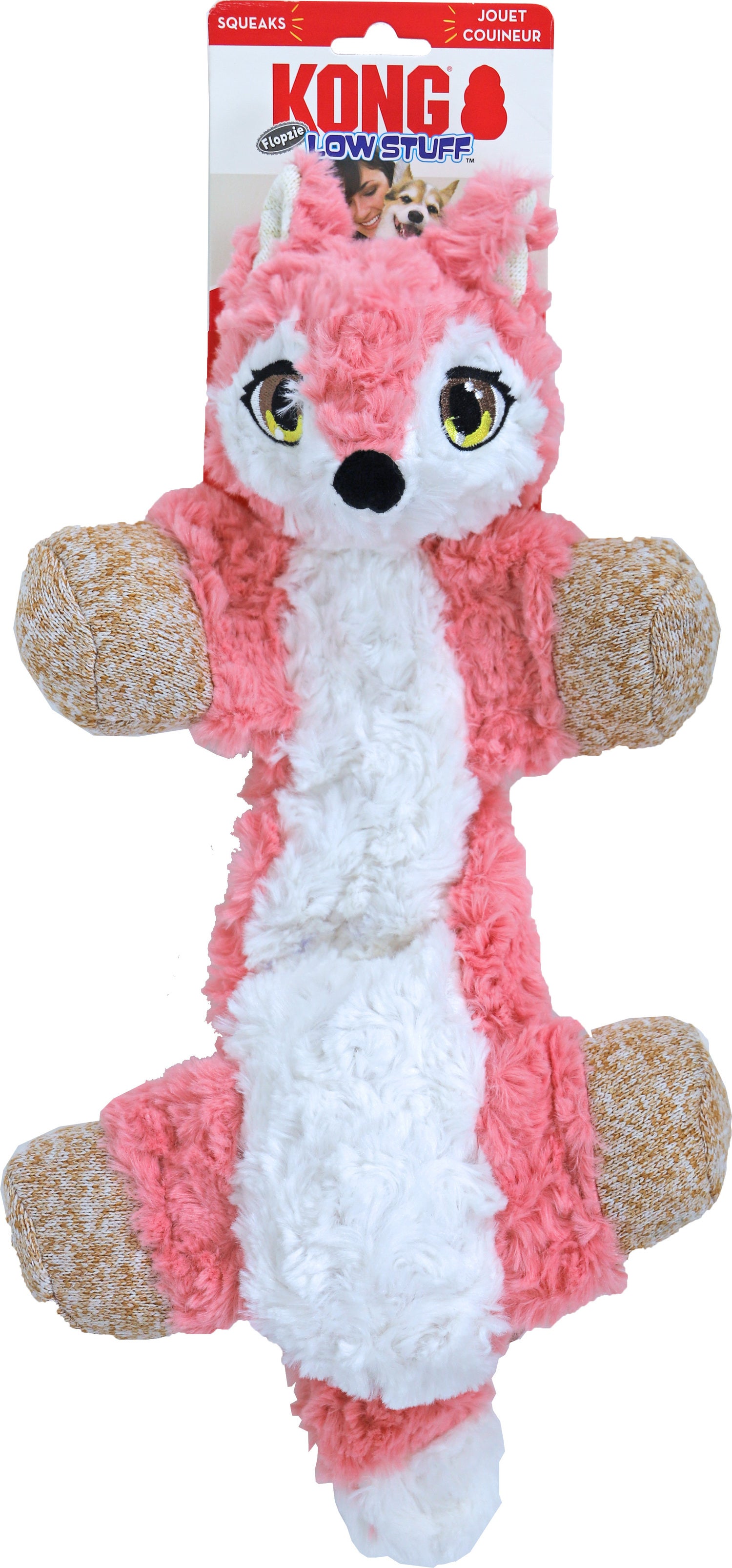 Kong hondenspeelgoed knuffel Low Stuff vos roze 9 x 27 x 49 cm