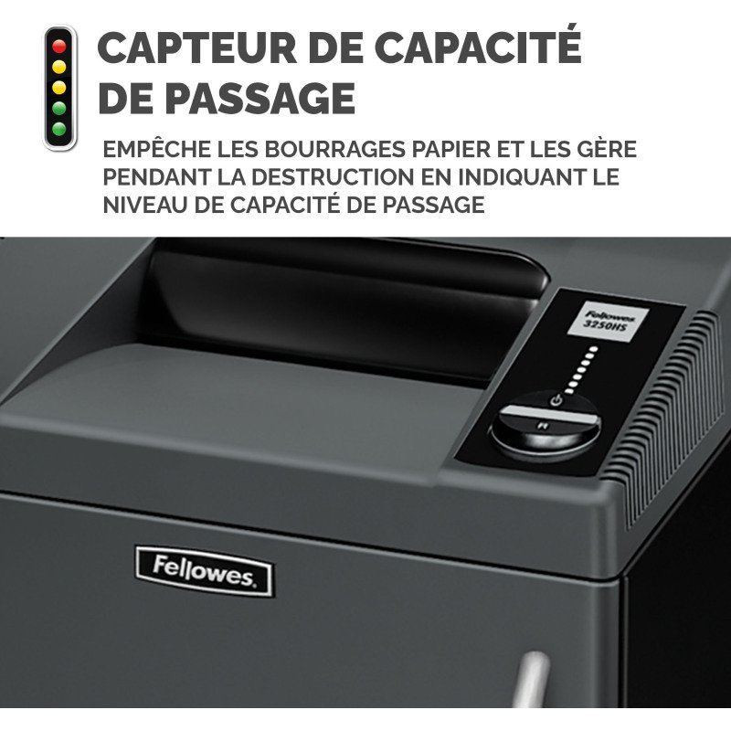 Destructeur Fellowes Powershred 425HS - coupe croisée