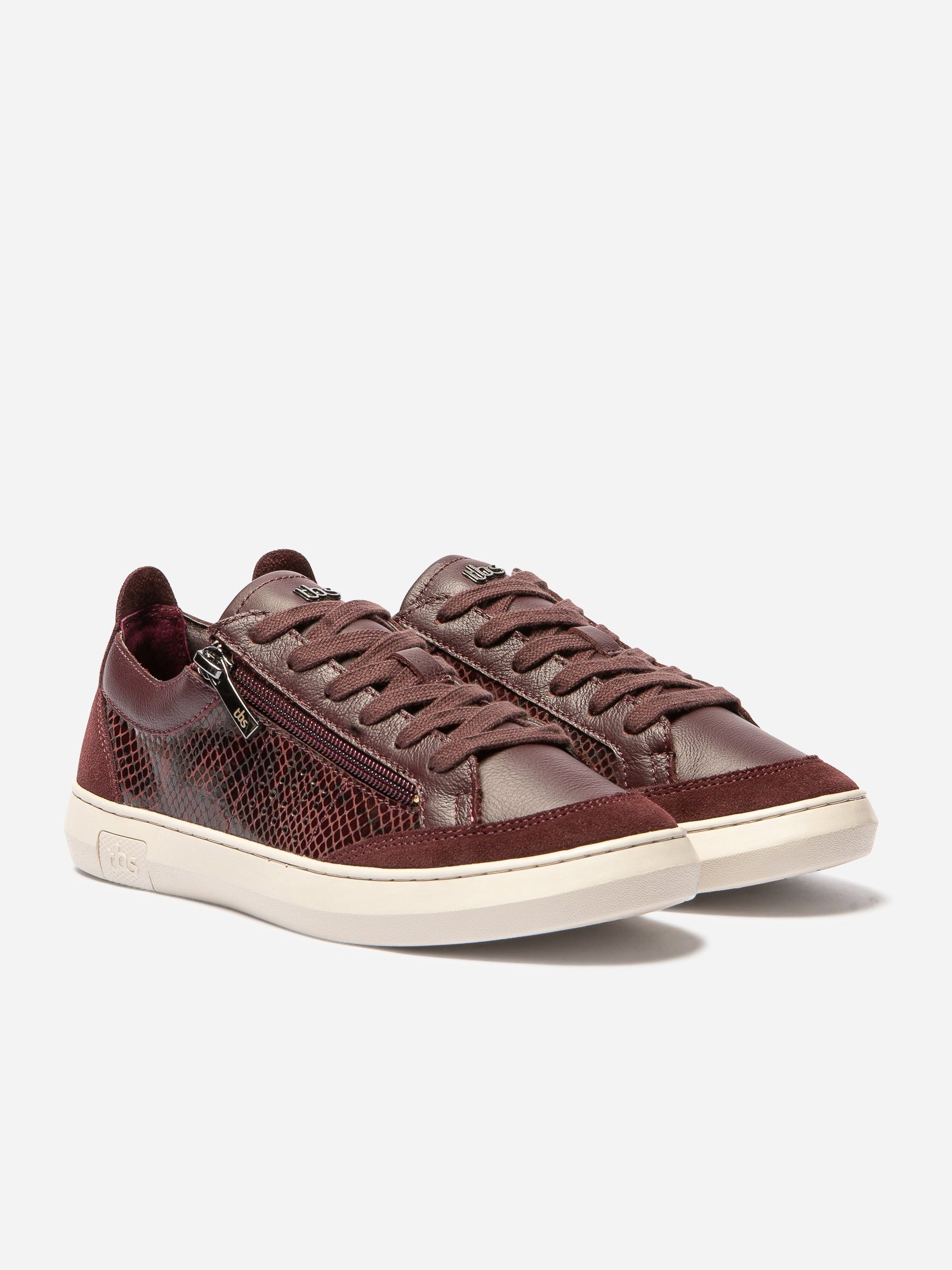 Baskets Femme Confort Purefoam Zippées Cuir Prune