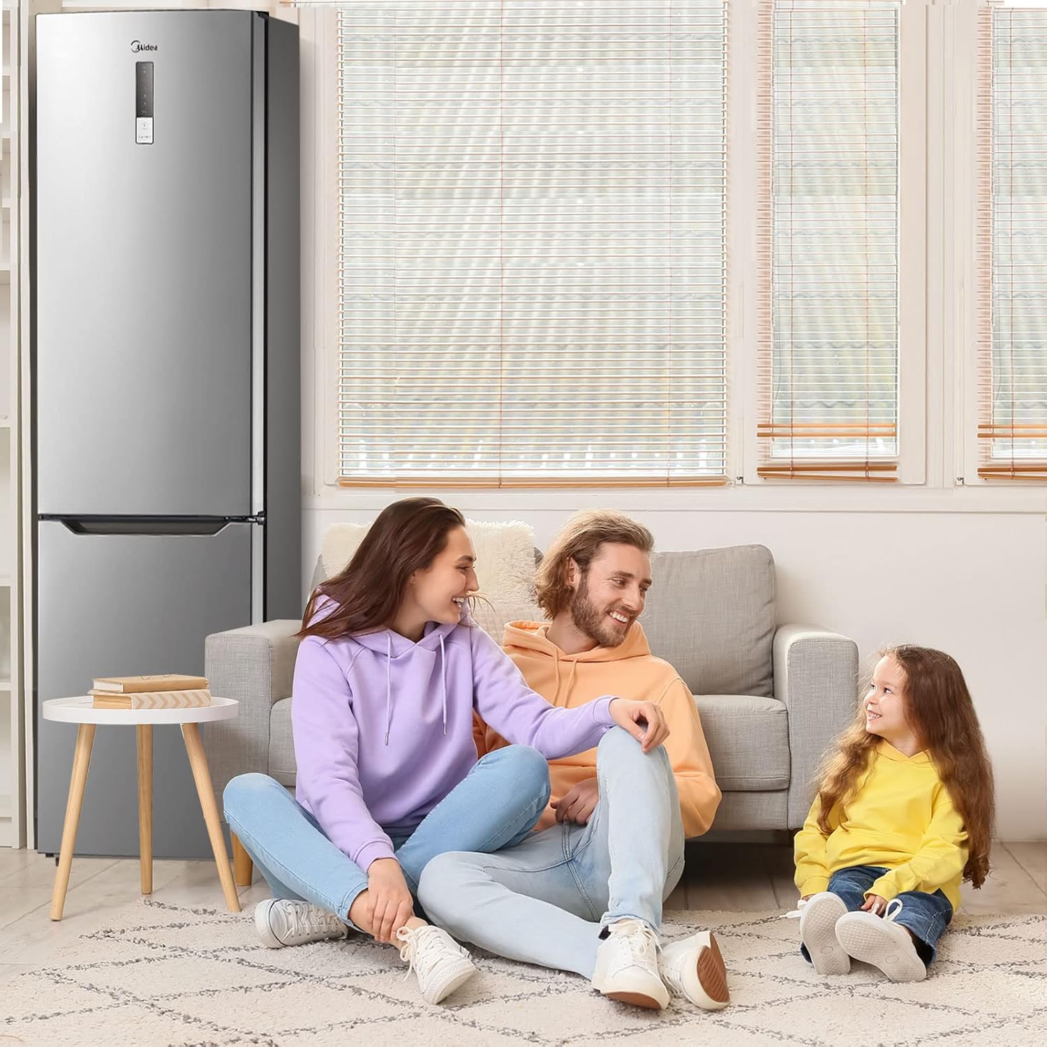 Midea MDRB424FGE02OA Kühl-/Gefrierkombination/188 cm Höhe/NoFrost/LED-Beleuchtung/Hochwertiger GMCC-Kompressor/Elektronische Steuerung/Zuverlässige Gefrierleistung/235 kWh/Jahr/224L Kühlteil