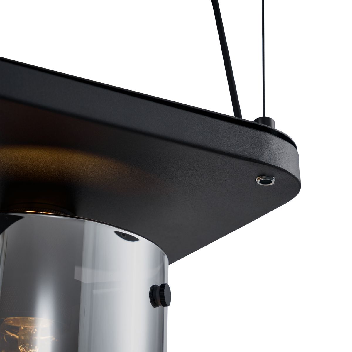 Moderne hanglamp zwart met smoke glas 5-lichts - Hybrid