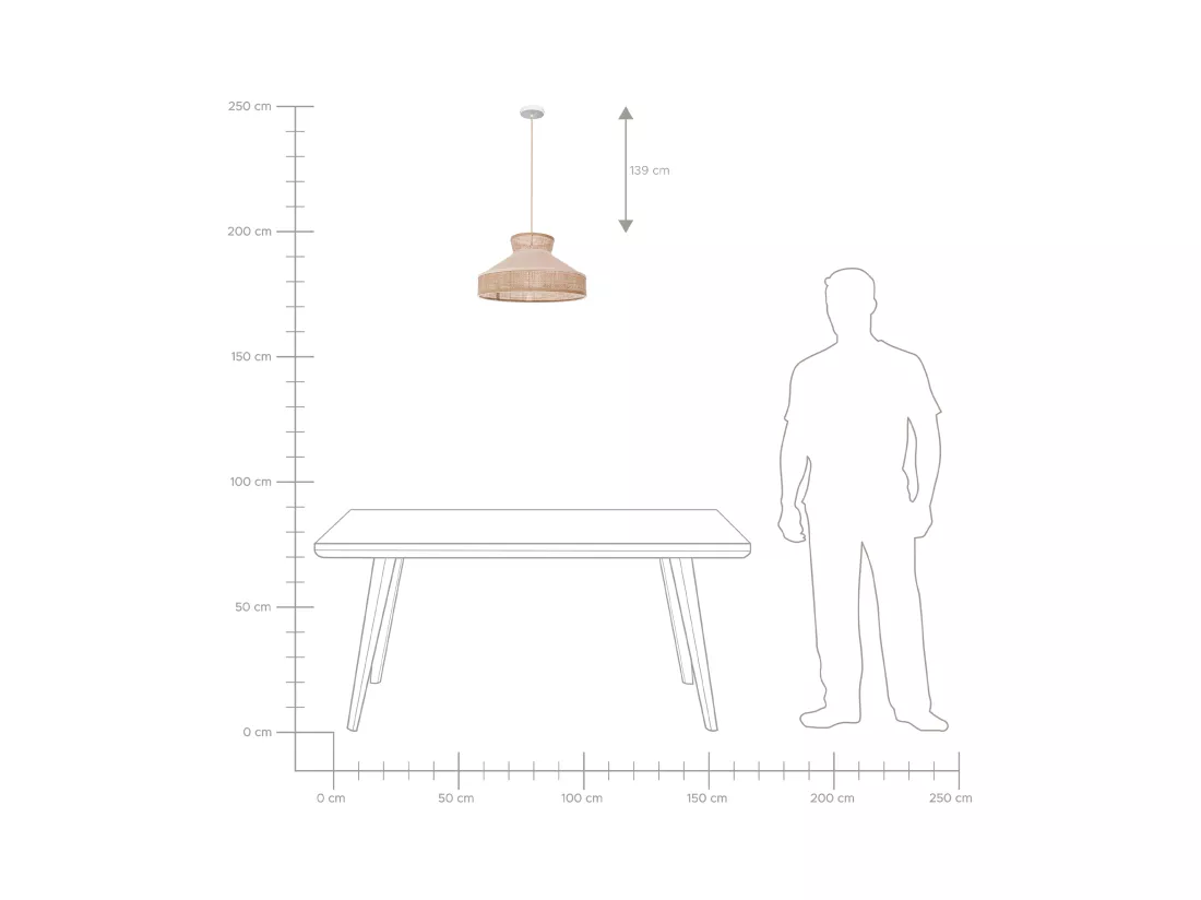 Lampe suspension BATALI Rotin Beige
