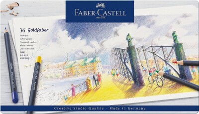 Faber-Castell - Goldfaber Farveblyanter - Metalæske Med 36 Stk