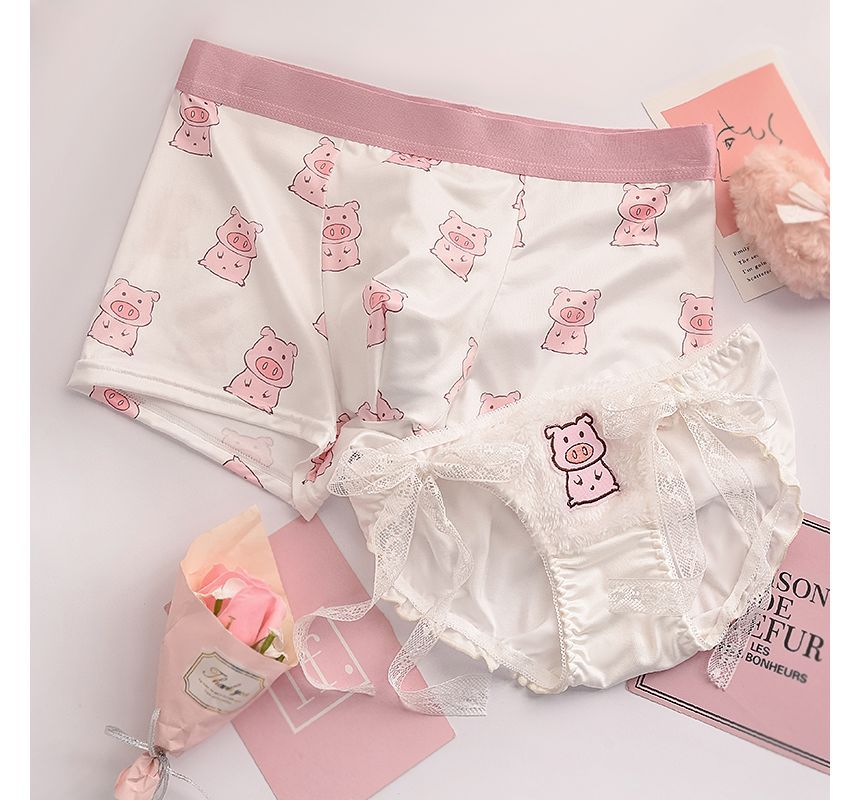 Pancherry - Matching set voor koppels: boxershorts met print + slipje