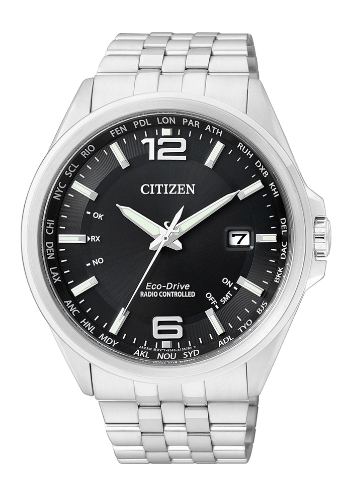 Citizen Herrenuhr Eco Drive Global Funk Schwarz CB0010-88E
