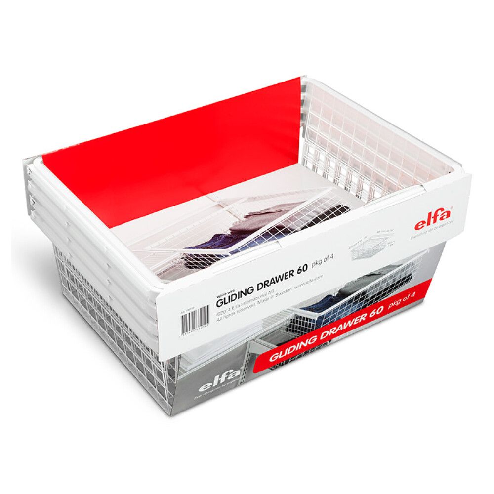 TRÅDKURV ELFA 605X430X185MM HVIT 4PK
