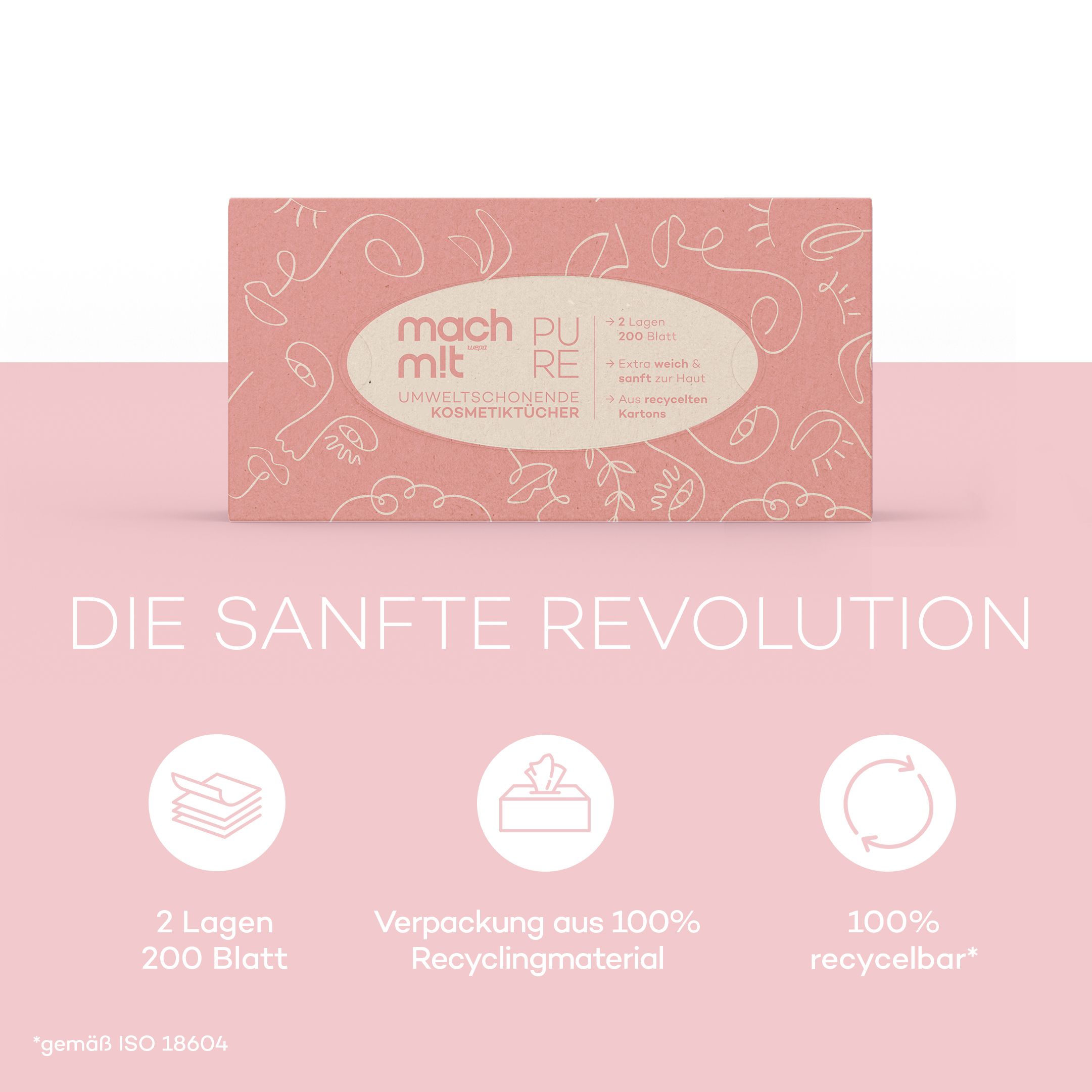 mach m!t PURE Kosmetiktücher Box aus recyceltem Karton
