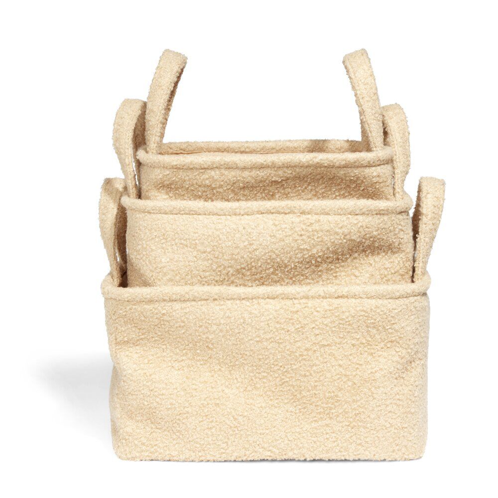 Panière laine bouclée beige 36x26xH20cm