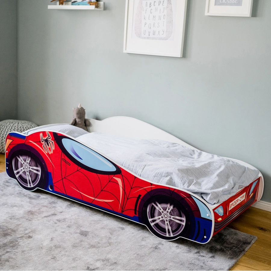 Kids Collective Autobett Kinderbett Jugendbett 70x140 mit Rausfallschutz | Spielbett rot mit Matratze