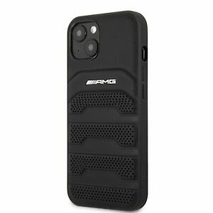 iPhone 13 Pro Echtleder Hardcase Hülle Debossed (AMHCP13LGSEBK) - Schwarz