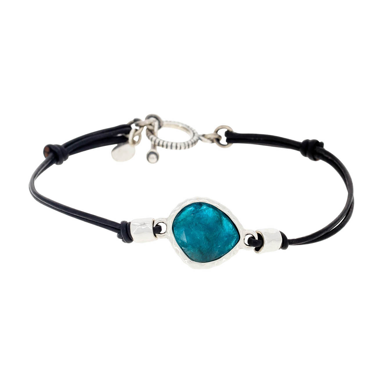 Rockstone Bracelet Kyle en Argent, Cuir & Labradorite bleue