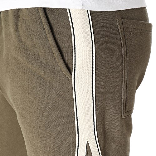Pantalon Jogging A Bandes Vert Kaki