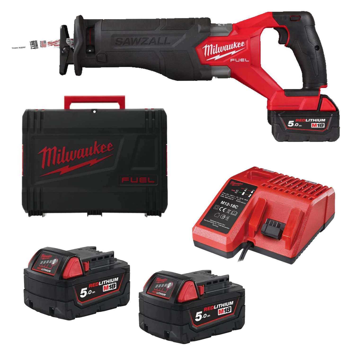 Milwaukee M18 FSZ-502X 18V Li-ion accu reciprozaag set (2x 5.0Ah accu) in HD Box - koolborstelloos - snelwissel