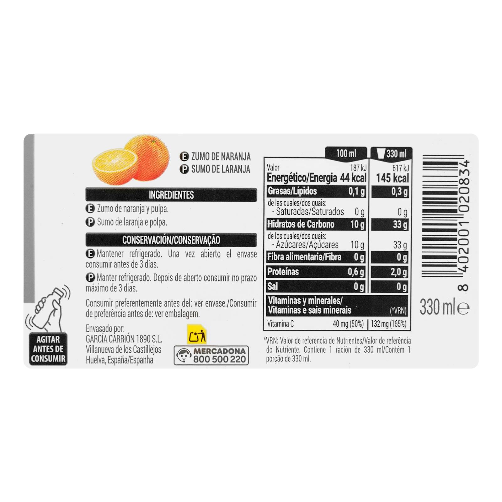 Jus d'orange Hacendado