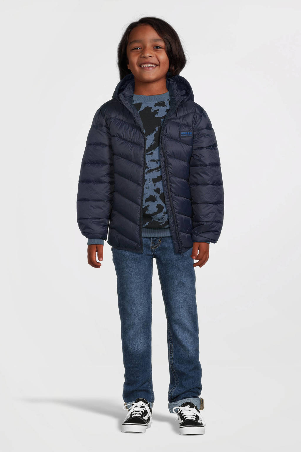 NAME IT gewatteerde winterjas NKMMONAY donkerblauw