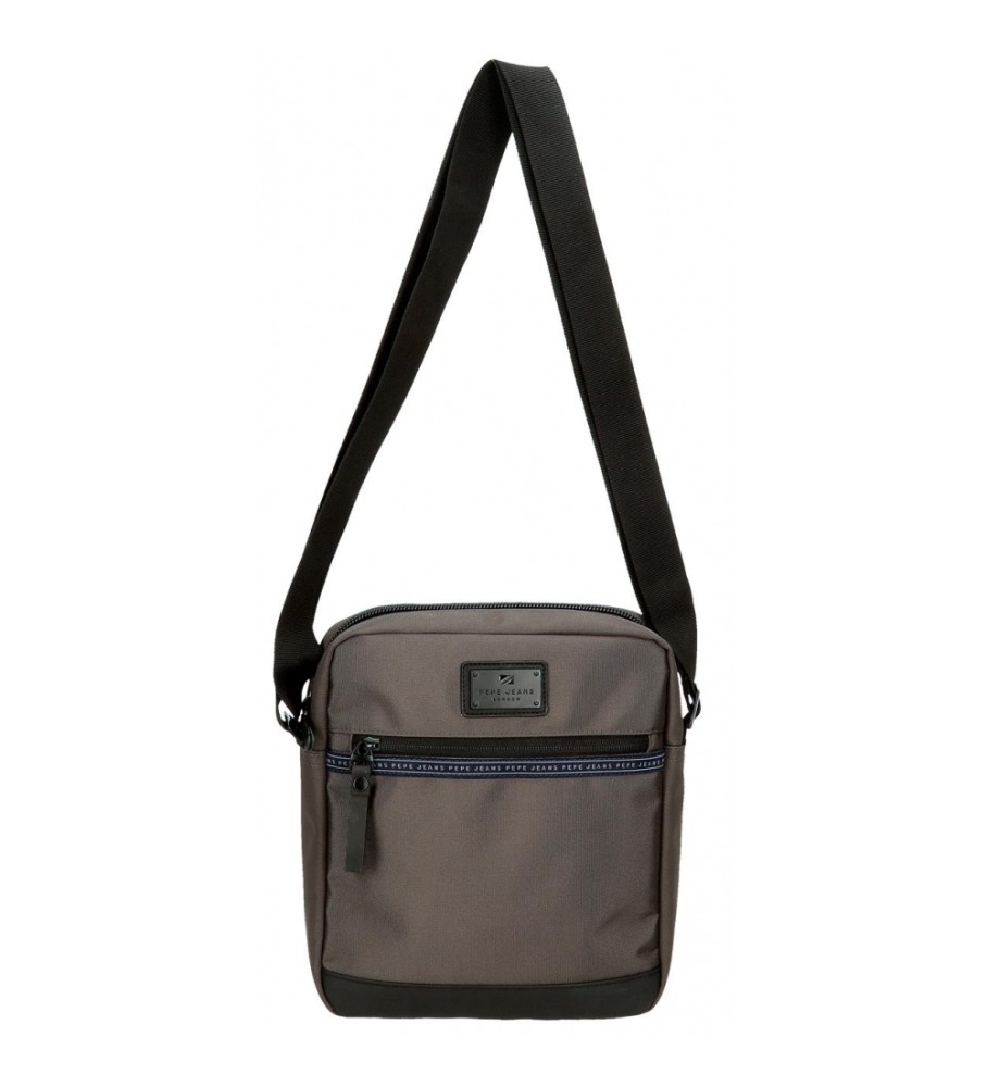 Bolsa de ombro grande Pepe Jeans Iron com suporte para tablet, cinza