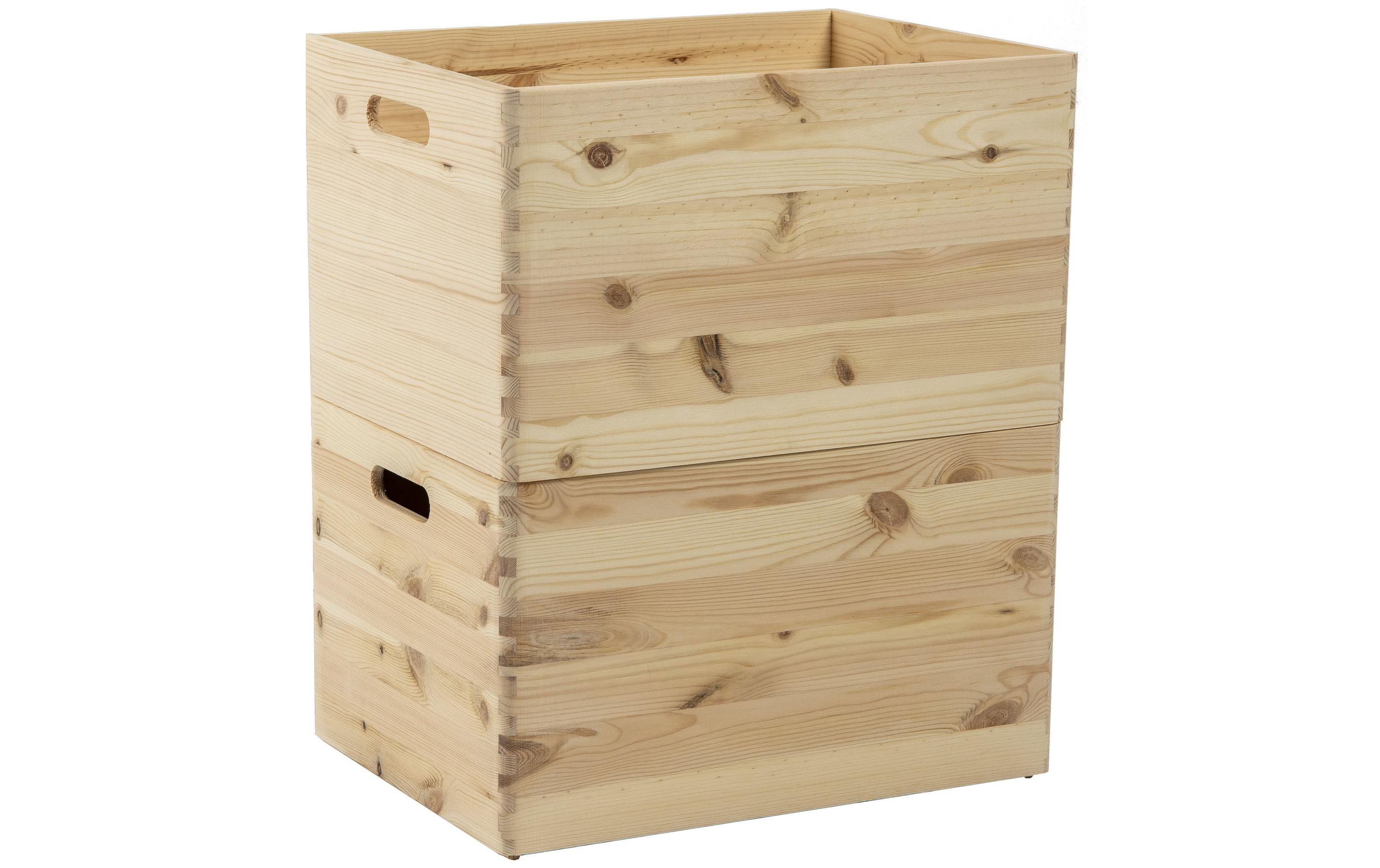 Aufbewahrungskiste Kiefer 30 x 23 x 40 cm, BraunHolzbox mit Griff zum Stapeln