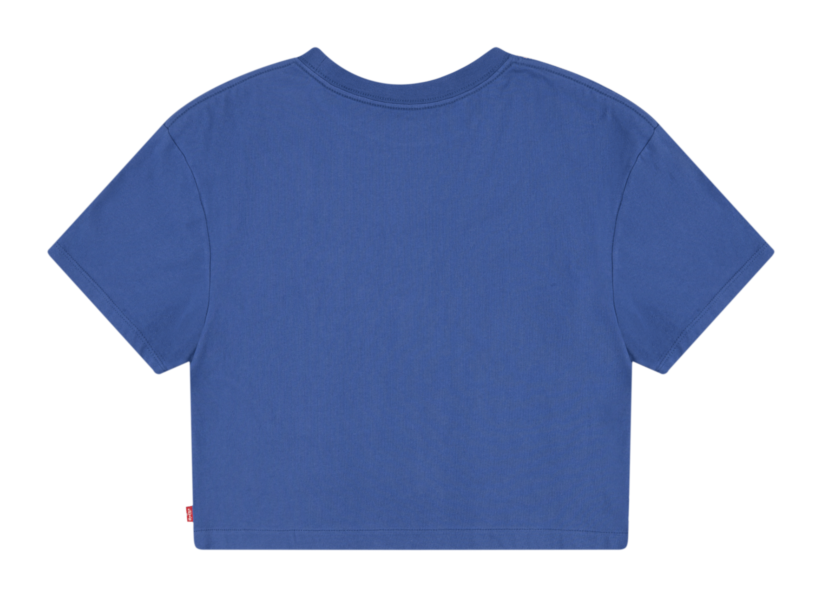 Tee-shirt court à col rond en coton sérigraphié | Bleu