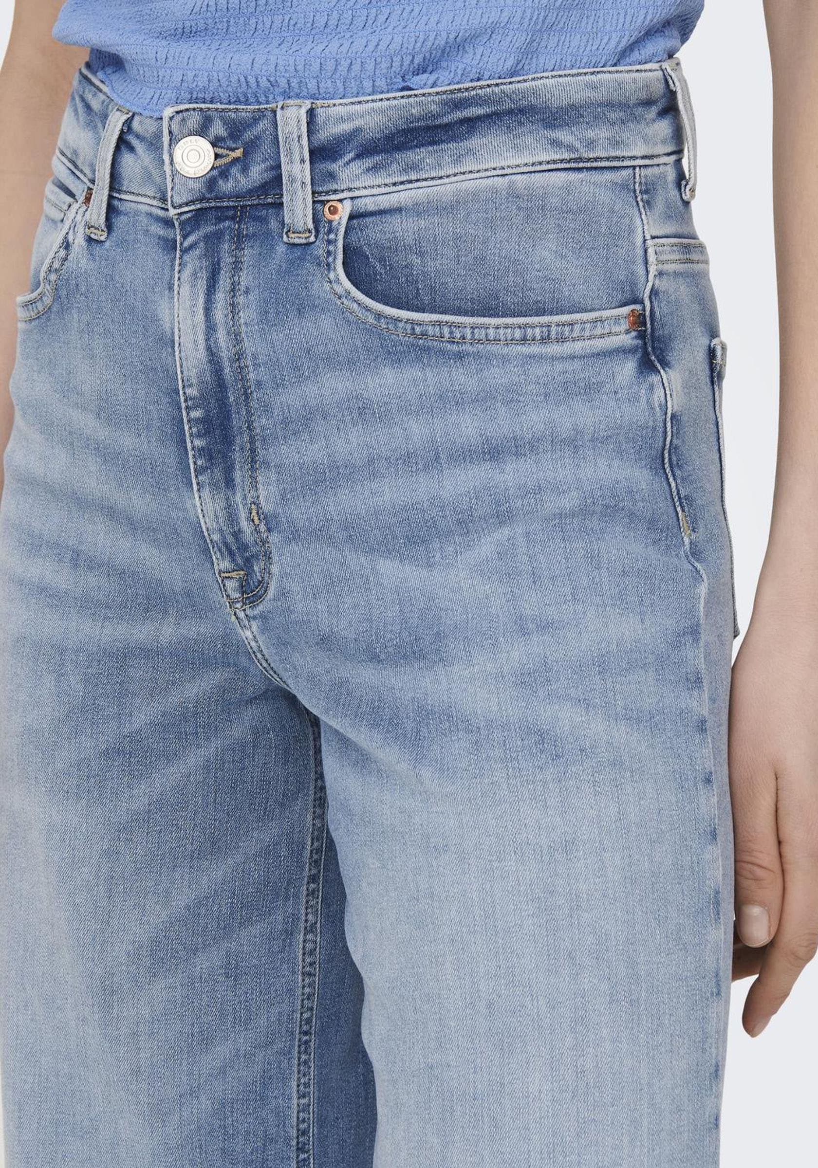 ONLY High-waist-Jeans »ONLMADISON – High Waist Jeans mit weitem Bein für Komfort«, Abriebeffekte, casual, weit, Denim/Jeans, Eingrifftaschen