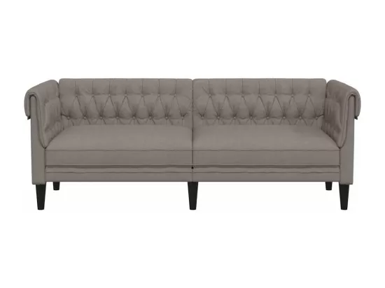 Canapé Chesterfield 3 places taupe tissu