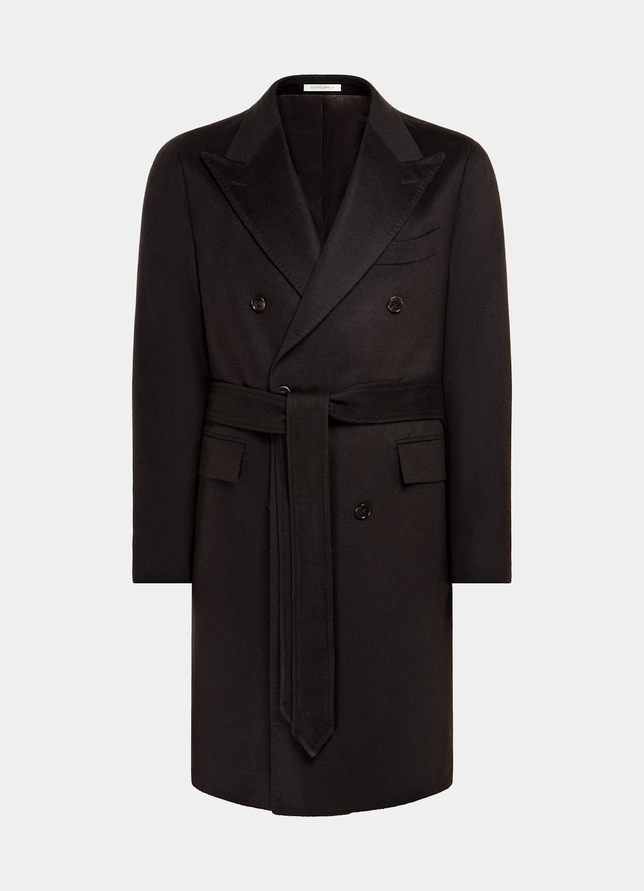 Manteau ceinturé marron foncé