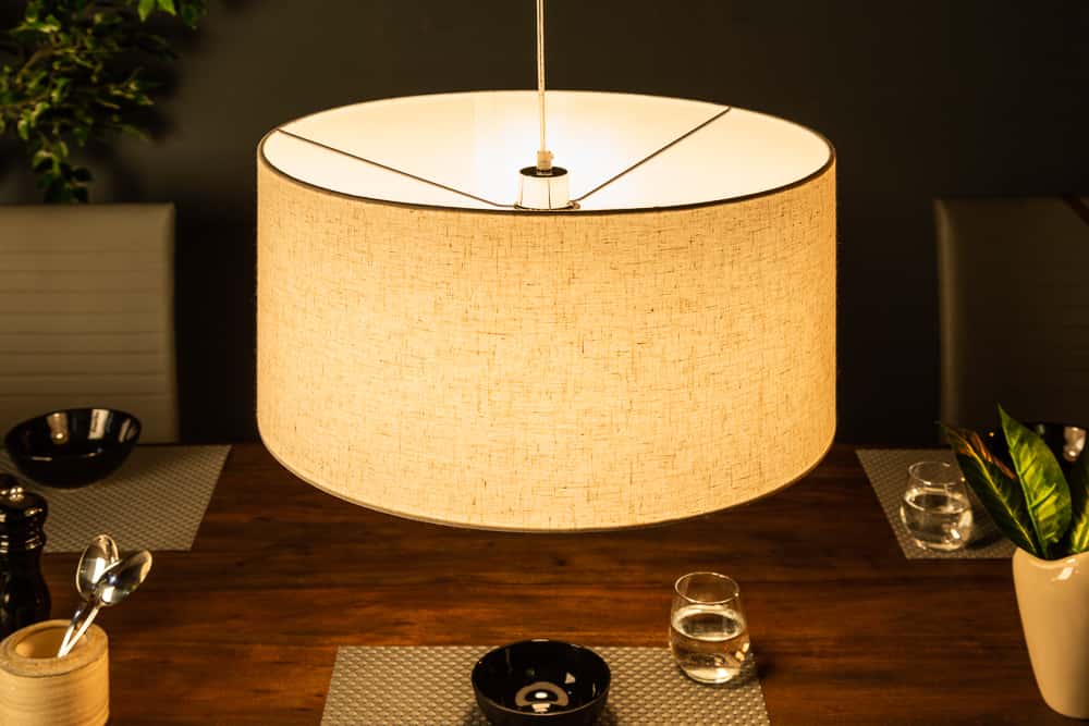 Elegante Hängelampe ROOTS 50cm natur Hängeleuchte mit Leinenschirm