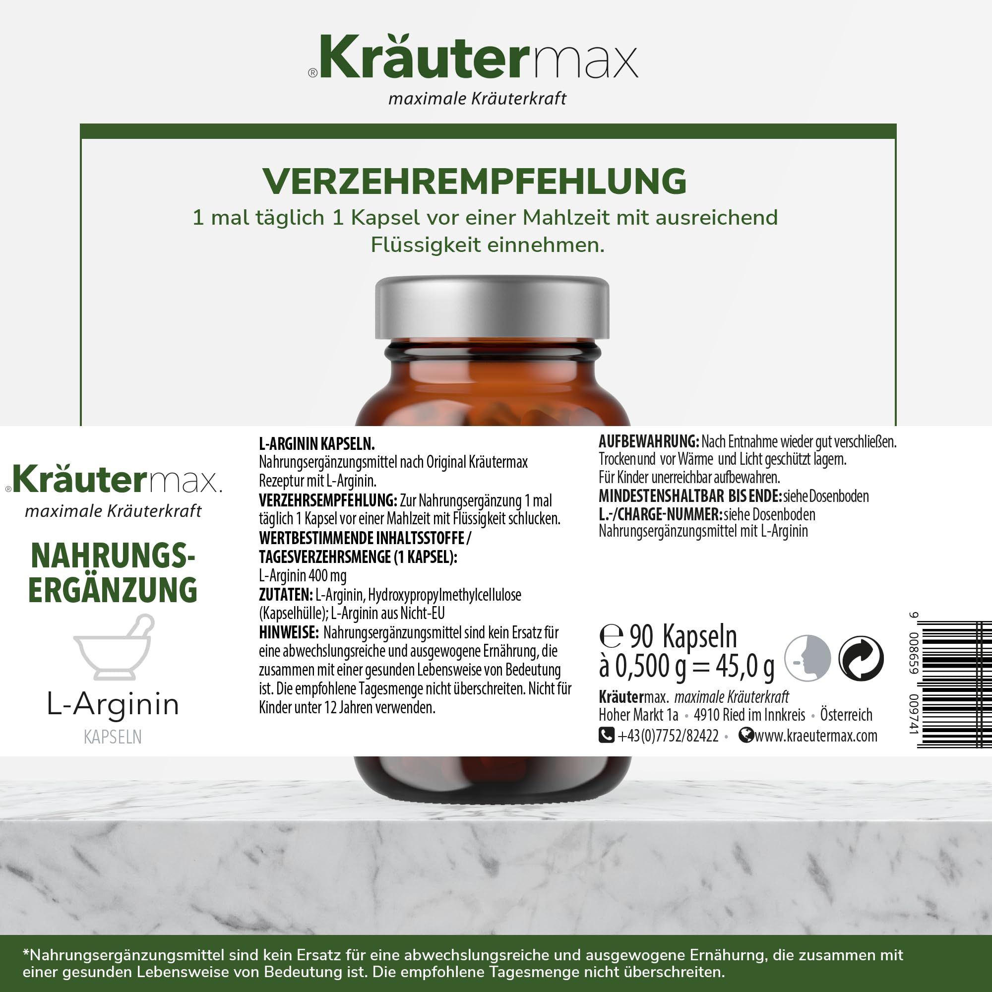 Kräutermax L-Arginin Kapseln