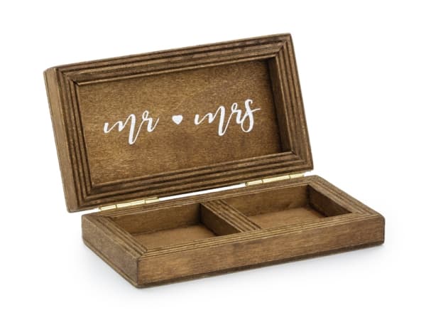 PartyDeco Ring Box Hochzeit, tre, monokromatisk, tre, bordplate, 100 mm, 55 mm