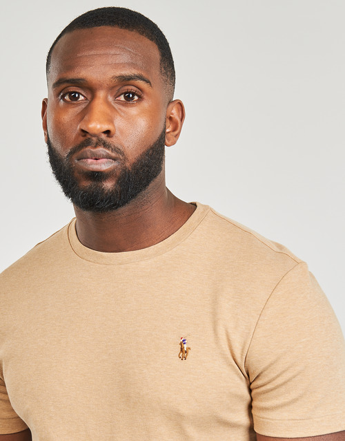 Polo Ralph Lauren - T-SHIRT AJUSTE COL ROND EN PIMA COTON Beige / China / Classic / Camel / Heather