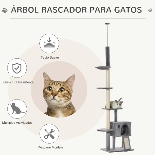Arranhador para Gatos PawHut, Cinza