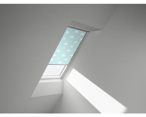 VELUX verduisterend rolgordijn Kids blauw hemel handmatig frame wit DKL C02 4660SWL