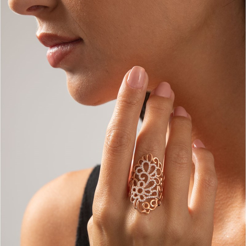 Bague Argent Esprit Floral Rose