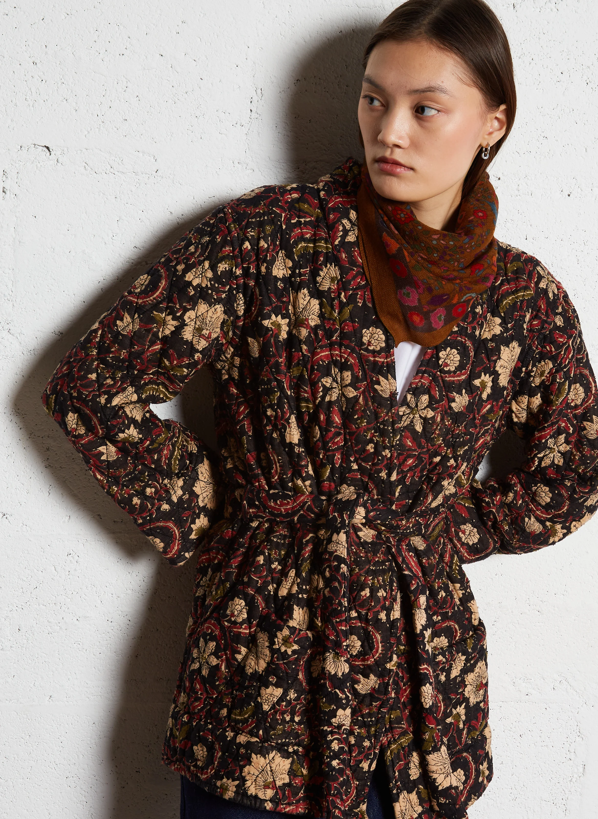 THEODORA - Veste droite matelassée en coton imprimé | Multicolore