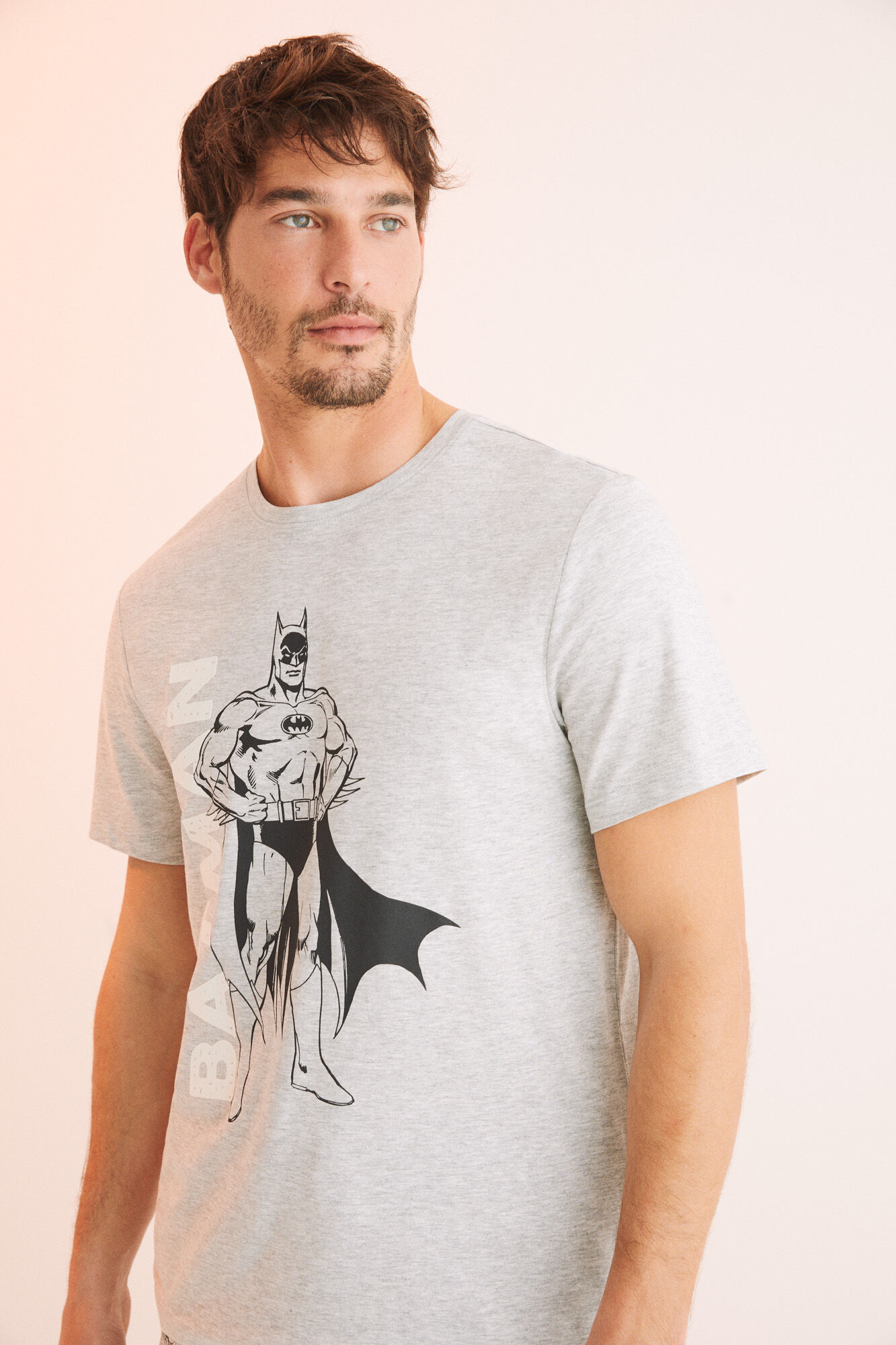 Shorts de pijama masculino 100% algodão Batman - Cinza