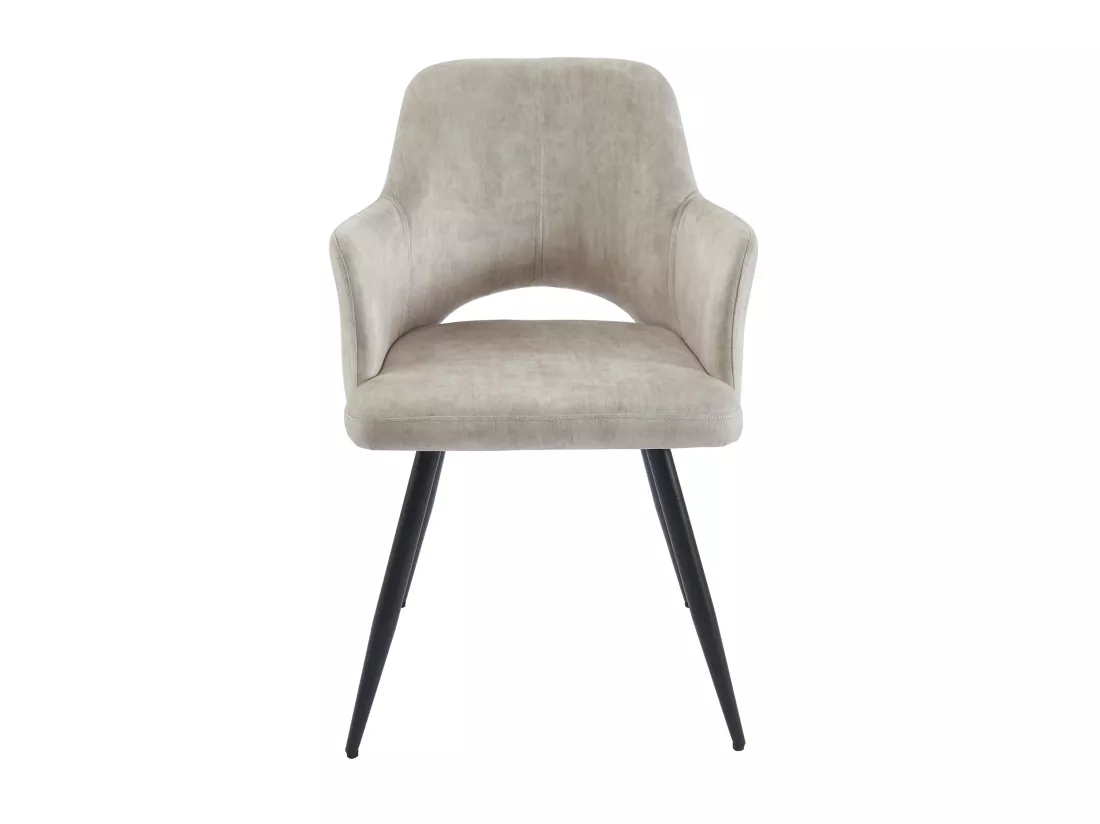 Lot de 2 chaises avec accoudoirs en tissu et métal noir - Beige - KADIJA