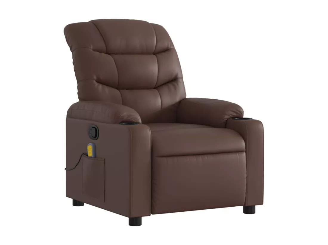 Fauteuil massant inclinable Marron Similicuir