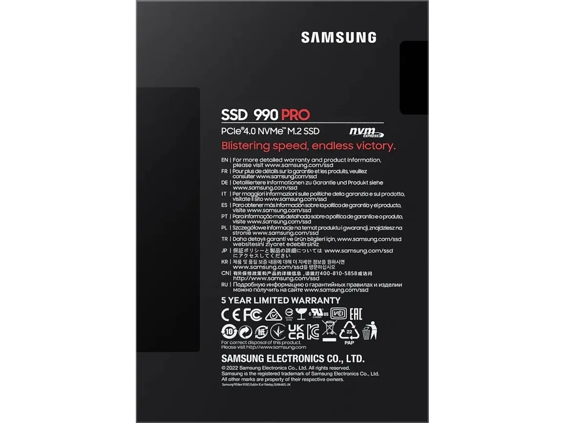 Samsung 990 PRO MZ-V9P2T0BW - SSD - krypteret - 2 TB - intern - M.2 2280 - PCIe 4.0 x4 (NVMe) - 256-bit AES - TCG Opal Encryption 2.0
