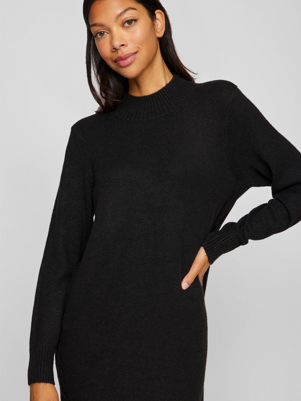 Vila  Vikiku L/S High Neck kjole - sort