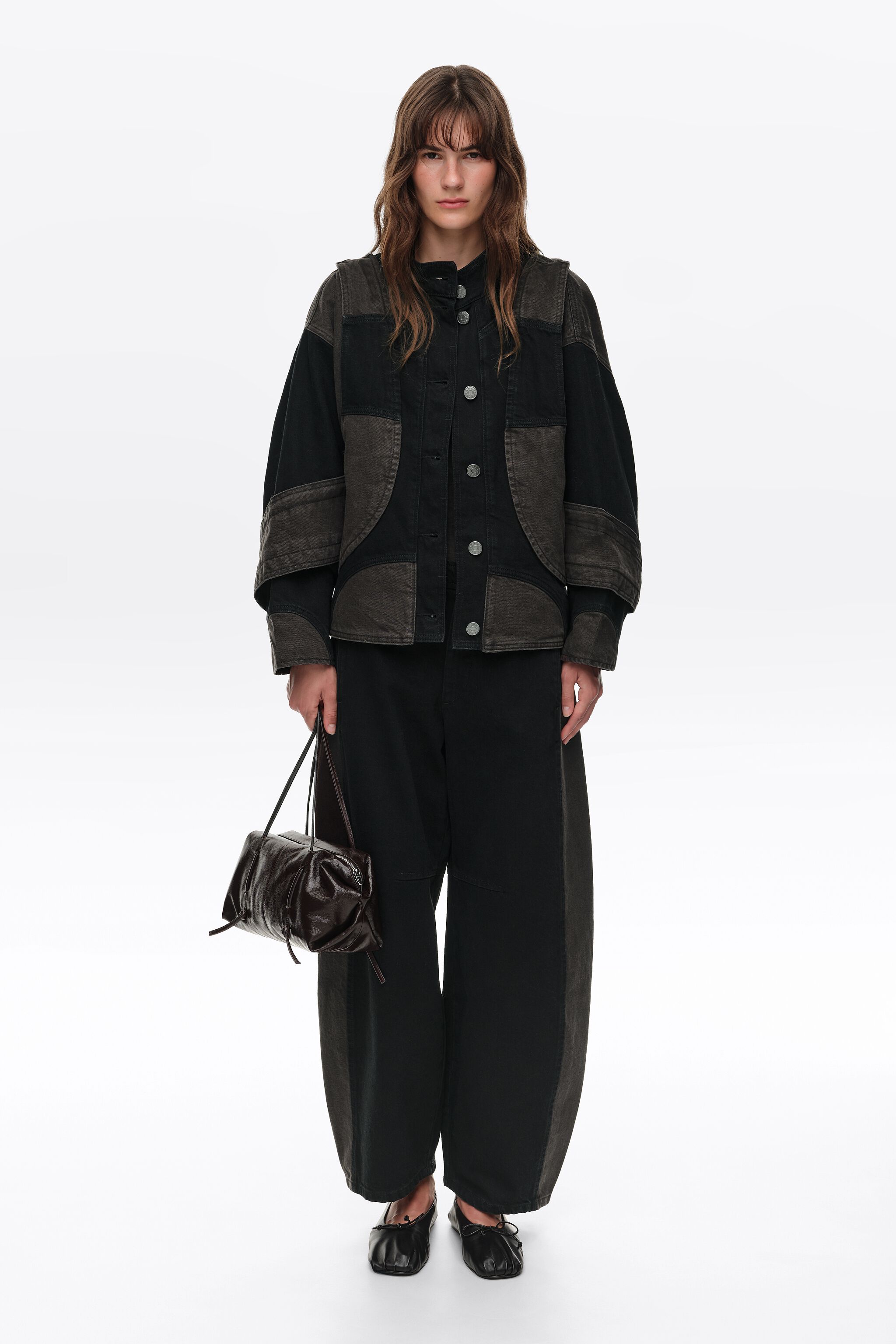 Jaqueta jeans oversized bicolor