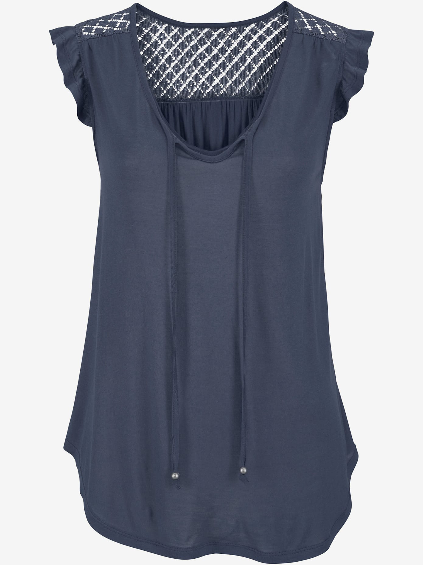 T-shirt de plage encolure avec fente et lien à nouer