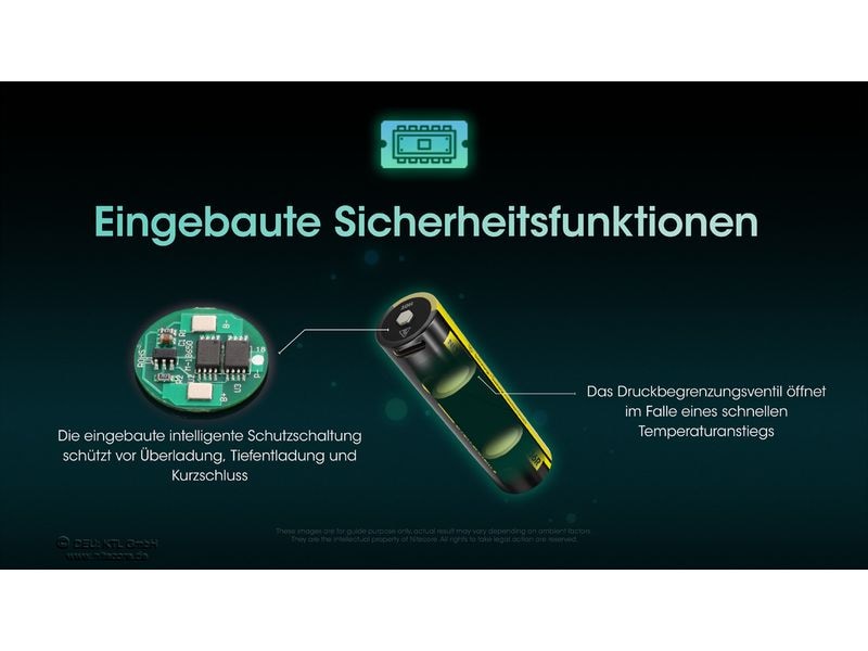 Nitecore Akku NL1836R Li-Ion Typ 18650 mit USB-C 3600 mAh, Geschützter Li-Ion-Akku