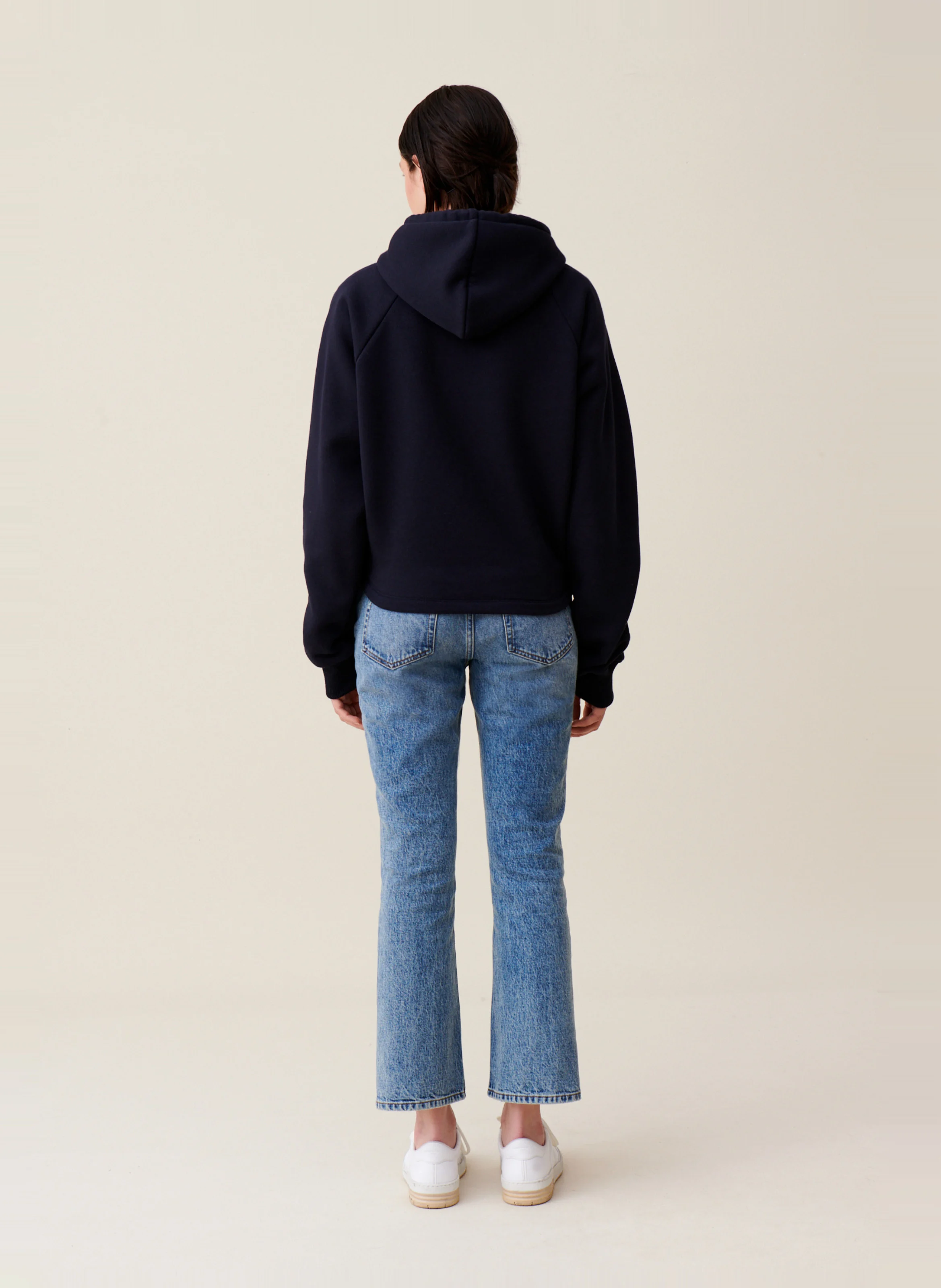 Sweat col capuche en coton mélangé | Bleu