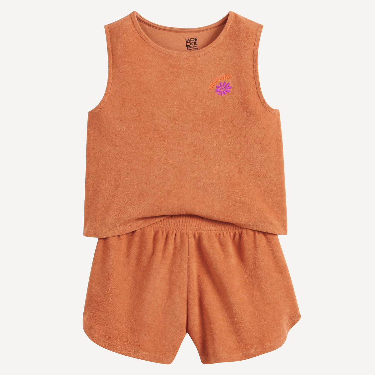 COLEÇÃO LA REDOUTE<br>Conjunto de duas peças em tecido atoalhado, camiseta e shorts