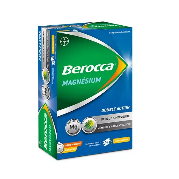 Berocca Magnésium Fatigue/Nervosité Mémoire/Concentration Programme express 14j 14 sachets