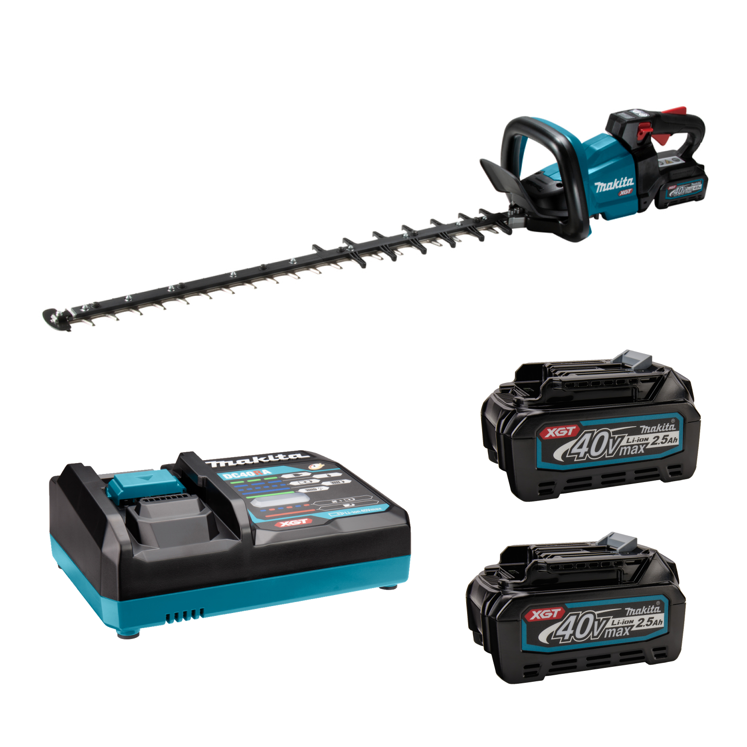 Makita UH007GM201 XGT 40V Max Heggenschaar 750 mm Terugsnoeiuitvoering 4,0 Ah accu (2 st), snellader, in doos