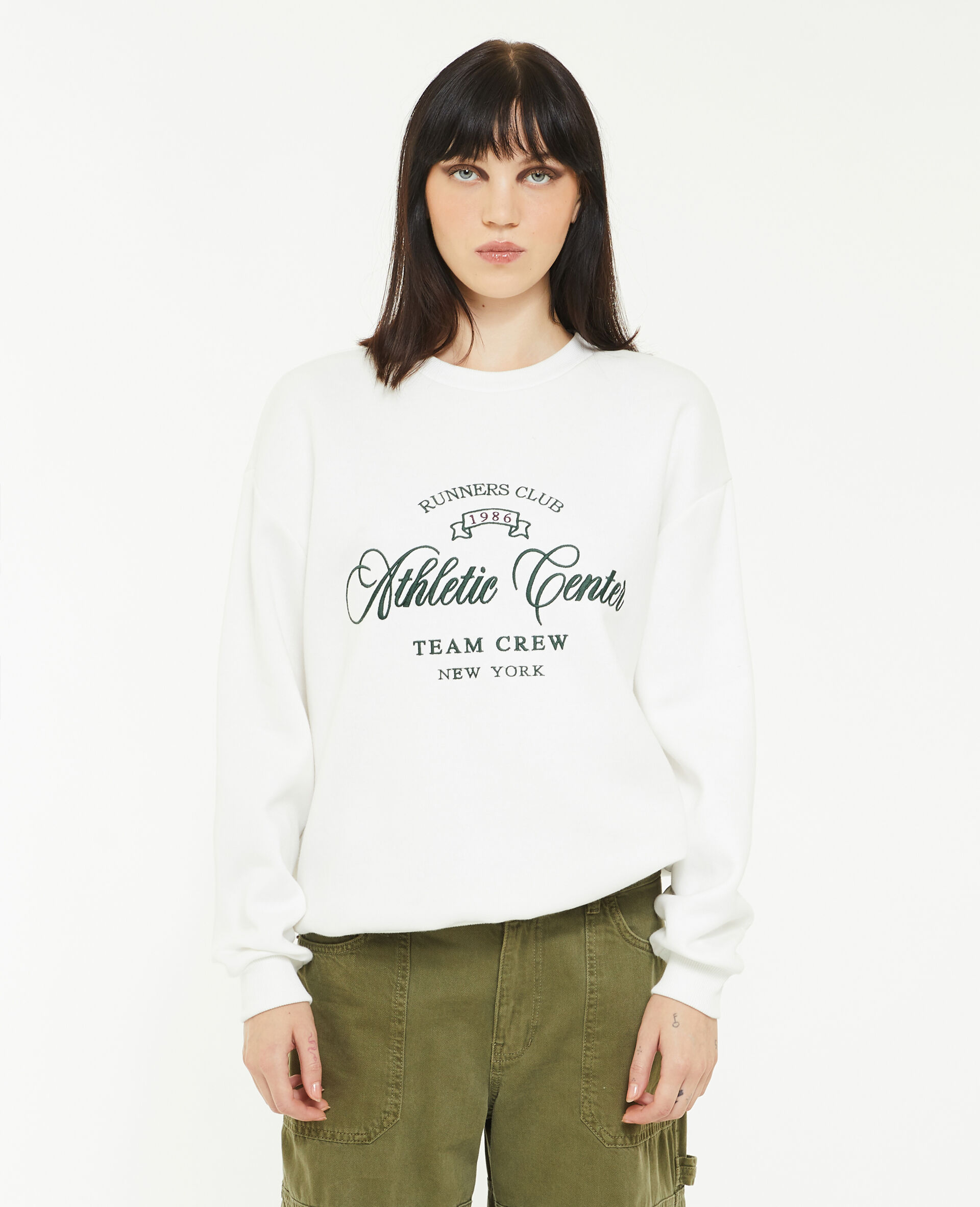 Sweat oversize brodé - Blanc