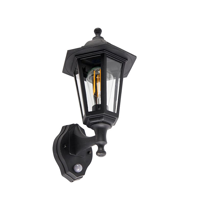 Klassieke buiten wandlamp zwart met bewegingssensor - New Haven