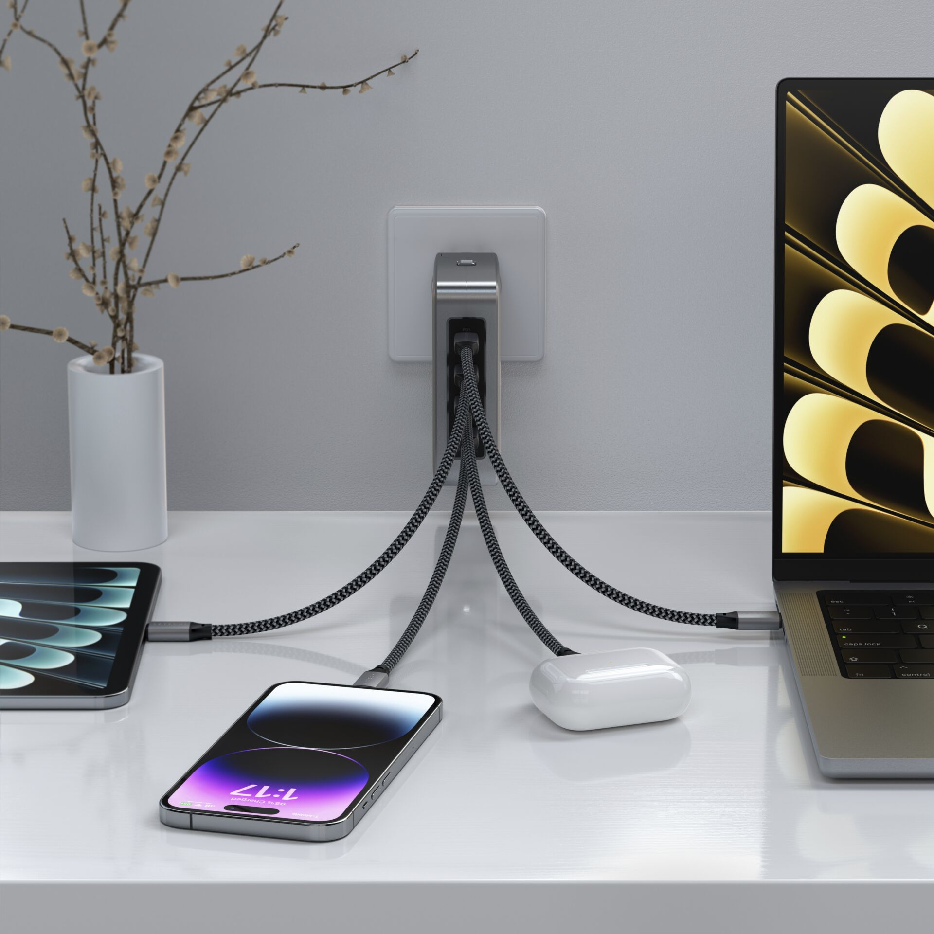 (145W) 4x USB C GaN Reise Ladegerät Power Delivery 3.1   Adapter Stecker EU / UK / US / AU (ST-W145GTM) - Space Gray
